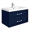 Period Bathroom Co. Wall Hung Vanity - Matt Blue - 800mm 2 Drawer with Chrome Handles Large Image