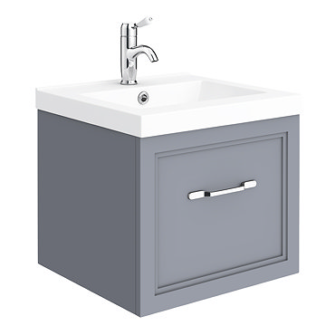 Period Bathroom Co. Wall Hung Vanity - Matt Grey - 500mm 1 Drawer with Chrome Handle  Profile Large 