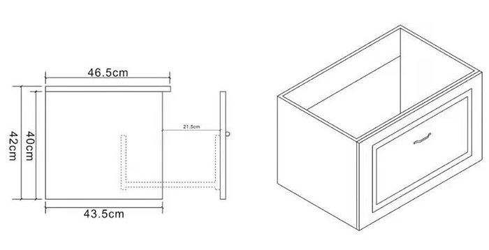 Trafalgar Wall Hung Vanity - Matt Grey - 800mm 1 Drawer with Brushed Brass Handle