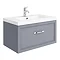 Period Bathroom Co. Wall Hung Vanity - Matt Grey - 800mm 1 Drawer with Chrome Handle Large Image