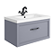 Trafalgar Wall Hung Vanity - Matt Grey - 800mm 1 Drawer with Matt Black Handle