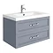Period Bathroom Co. Wall Hung Vanity - Matt Grey - 800mm 2 Drawer with Chrome Handles Large Image