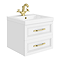 Trafalgar Wall Hung Vanity - Matt White - 500mm 2 Drawer with Brushed Brass Handles