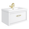 Trafalgar Wall Hung Vanity - Matt White - 800mm 1 Drawer with Brushed Brass Handle