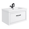 Trafalgar Wall Hung Vanity - Matt White - 800mm 1 Drawer with Matt Black Handle