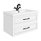 Trafalgar Wall Hung Vanity - Matt White - 800mm 2 Drawer with Matt Black Handles