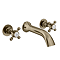 Trafalgar Wall Mounted Basin Spout and Crosshead Stop Taps - Antique Brass
