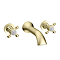 Trafalgar Wall Mounted Basin Spout and Crosshead Stop Taps – Brushed Brass