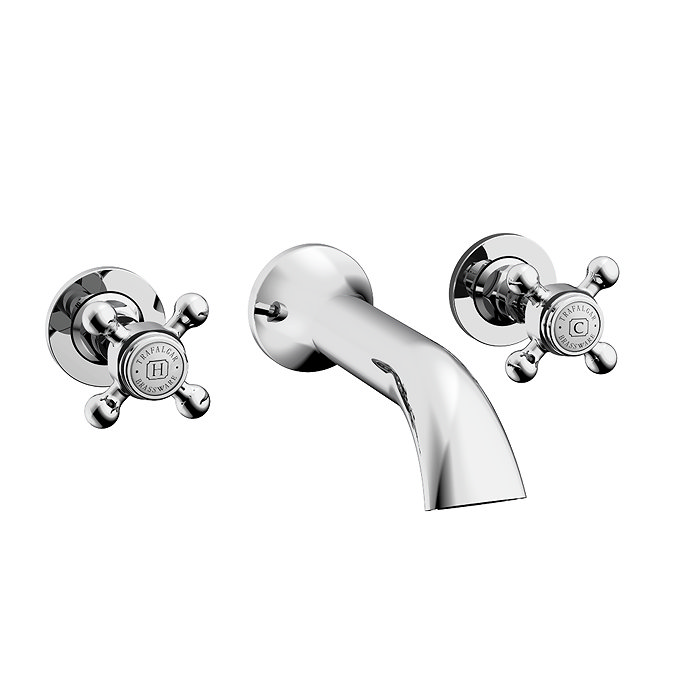 Trafalgar Wall Mounted Basin Spout and Crosshead Stop Taps Chrome