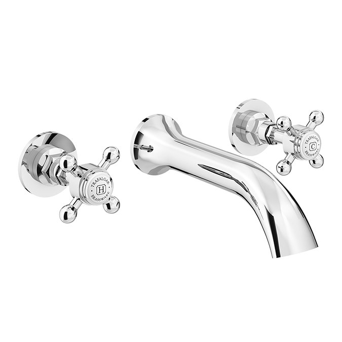 Trafalgar Wall Mounted Basin Spout and Crosshead Stop Taps Chrome