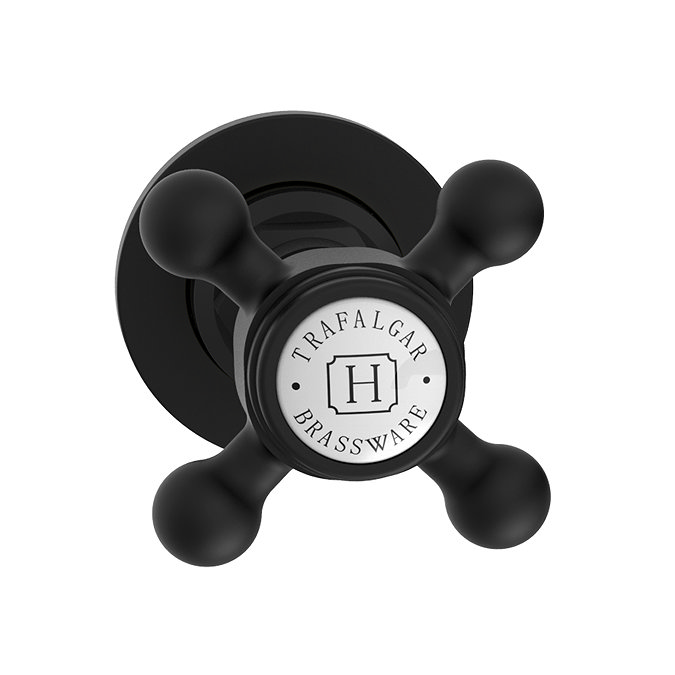 Trafalgar Wall Mounted Basin Spout and Crosshead Stop Taps – Matt Black