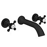 Trafalgar Wall Mounted Basin Spout and Crosshead Stop Taps - Matt Black
