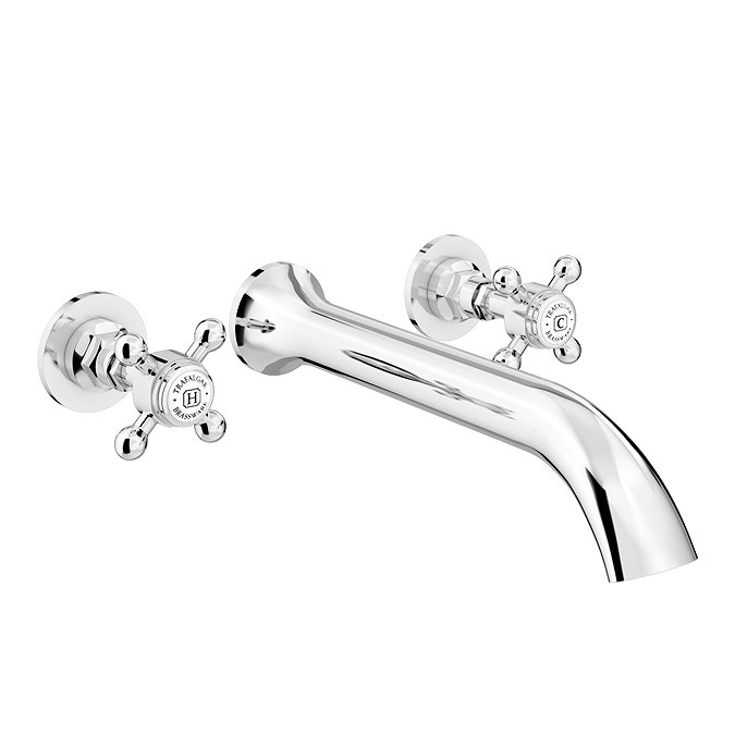 Trafalgar Wall Mounted Bath Spout and Crosshead Stop Taps Chrome