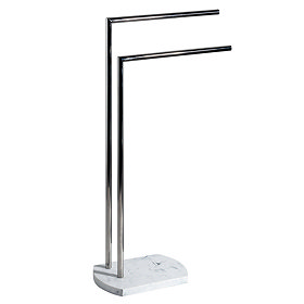 Trafalgar White Marble Effect Freestanding Towel Stand Large Image