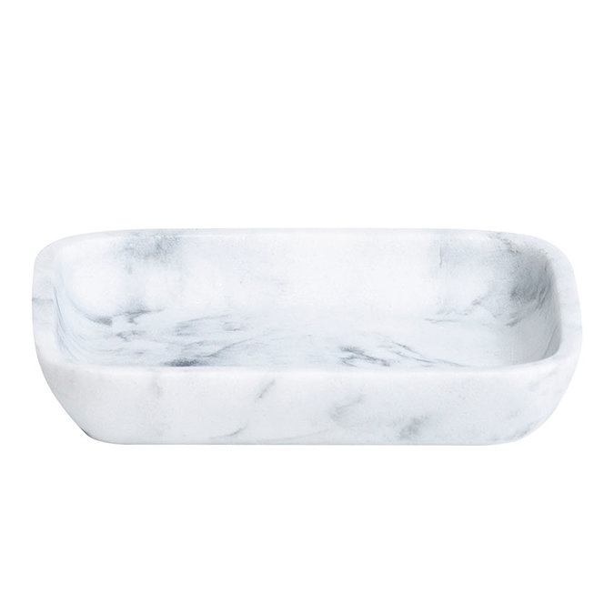 Trafalgar White Marble Effect Polyresin Soap Dish Large Image