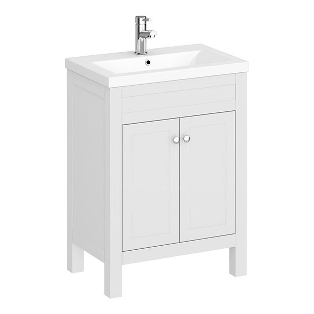 Trafalgar White Sink Vanity Unit + Toilet Package | Victorian Plumbing UK