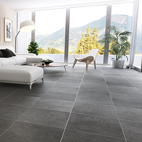 Travis Grey Concrete Effect Floor Tiles - 600 x 600mm