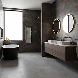 Travis Grey Concrete Effect Floor Tiles - 600 x 600mm