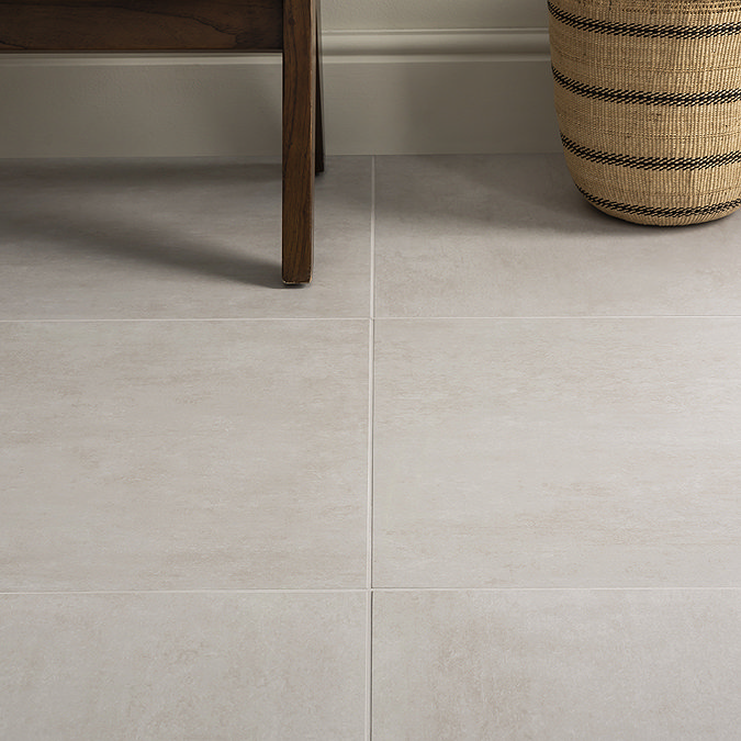 Travis White Concrete Effect Floor Tiles - 600 x 600mm