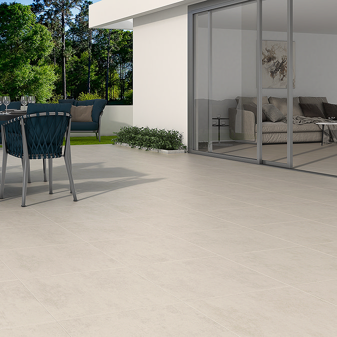 Travis White Concrete Effect Floor Tiles - 600 x 600mm