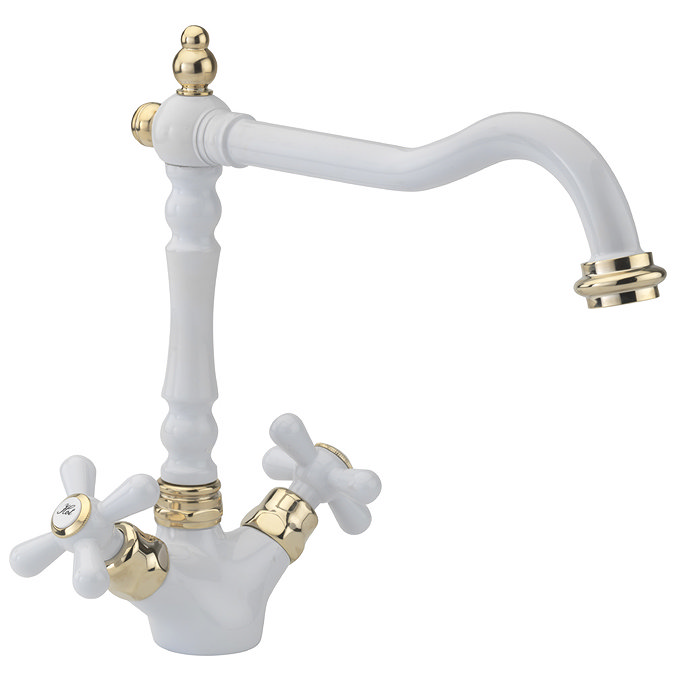 Tre Mercati - French Classic Mono Sink Mixer - White/Gold Plated - 199 Large Image