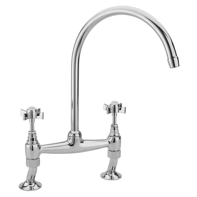 Tre Mercati Florence Chrome Dual Flow Bridge Pillar Kitchen Sink Mixer - FLORE-1069 Large Image