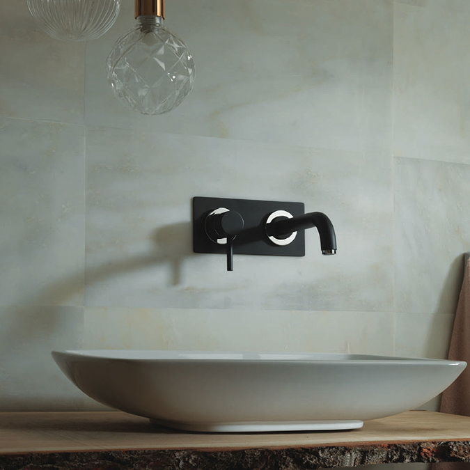 Tre Mercati - Milan Black 2 Hole Wall Mounted Basin Mixer - 63390 Profile Large Image