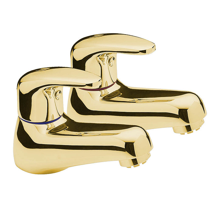 Tre Mercati - Modena Pair Basin Taps - Antique Gold Plated - 95210 Large Image