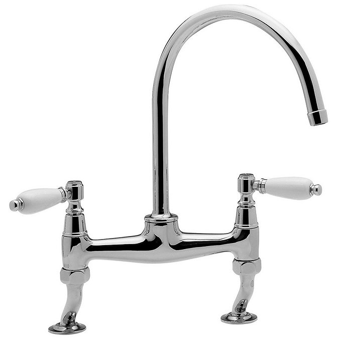 Tre Mercati - Series 900 Lever Dual Flow Bridge Pillar Kitchen Sink Mixer - Chrome - S9-LEV/4 Large