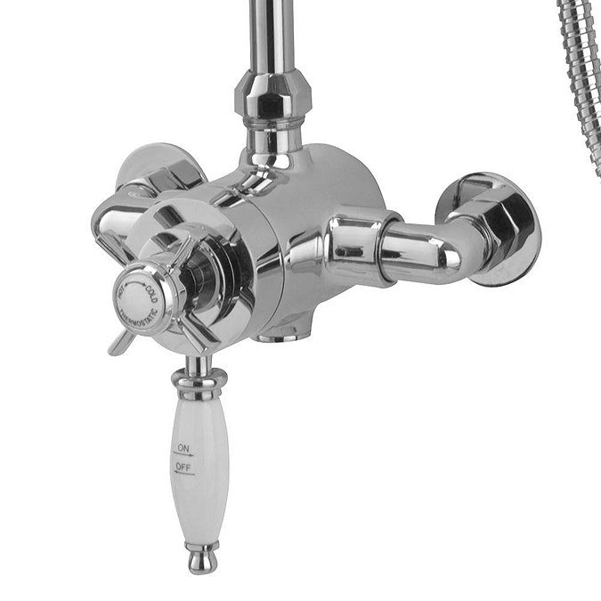 Tre Mercati Victoria Exposed Thermostatic Shower Valve with Riser Kit & Rose - Chrome  Profile Large