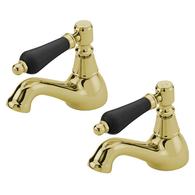 Tre Mercati Victoria Nero Bath Taps - Antique Gold Large Image