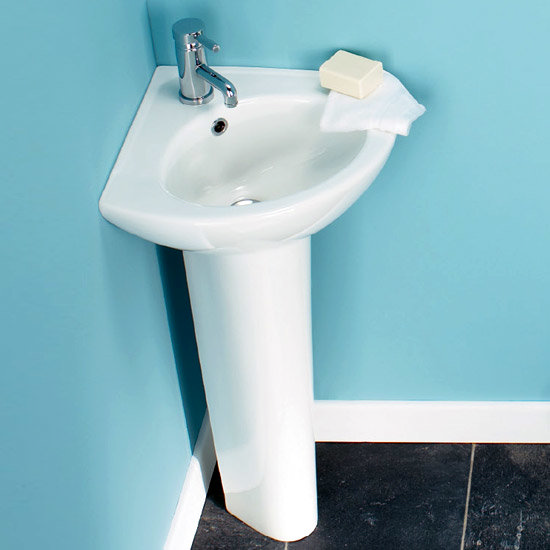Tribune 1 Tap Hole 540 Corner Basin and Pedestal Set Large Image