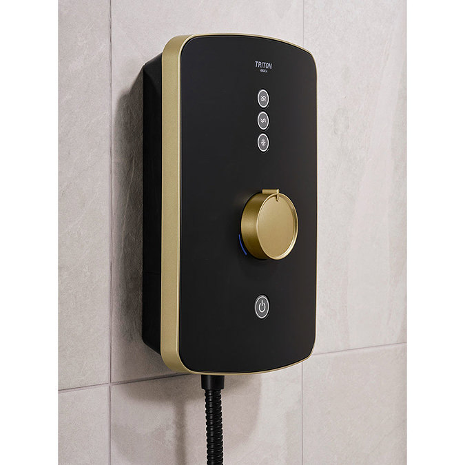 Triton Amala 8.5kw Electric Shower - Black/Brushed Brass - REAMA87  Standard Large Image