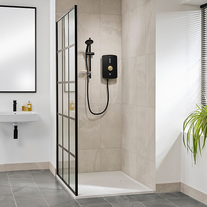 Triton Amala 8.5kw Electric Shower - Black/Brushed Brass - REAMA87  additional Large Image