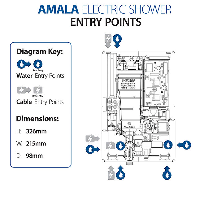 Triton Amala 8.5kw Electric Shower - Black/Brushed Brass - REAMA87  Newest Large Image