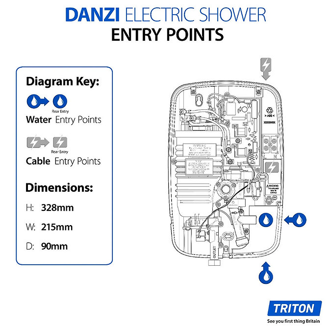 Triton Danzi 8.5kw Electric Shower - Black - ARDANZ08BLK  Feature Large Image