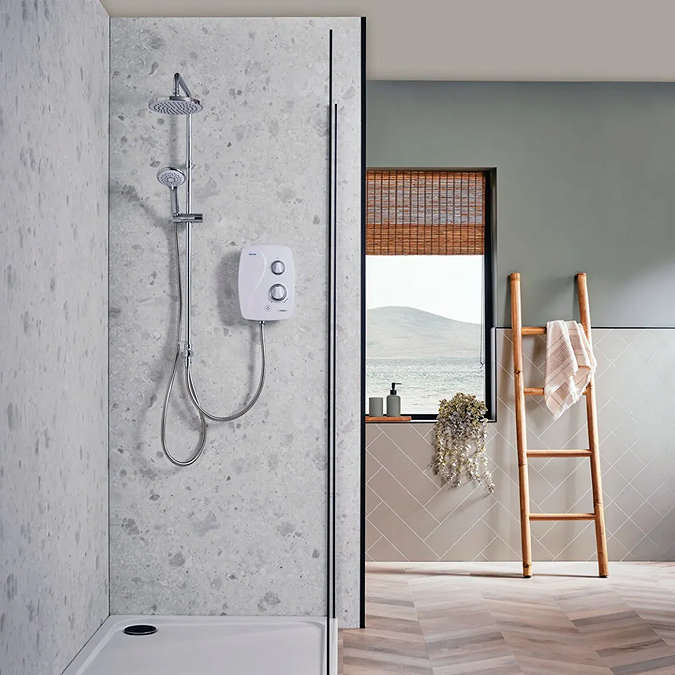 Triton DuElec Silent Running Thermostatic Power Shower - White