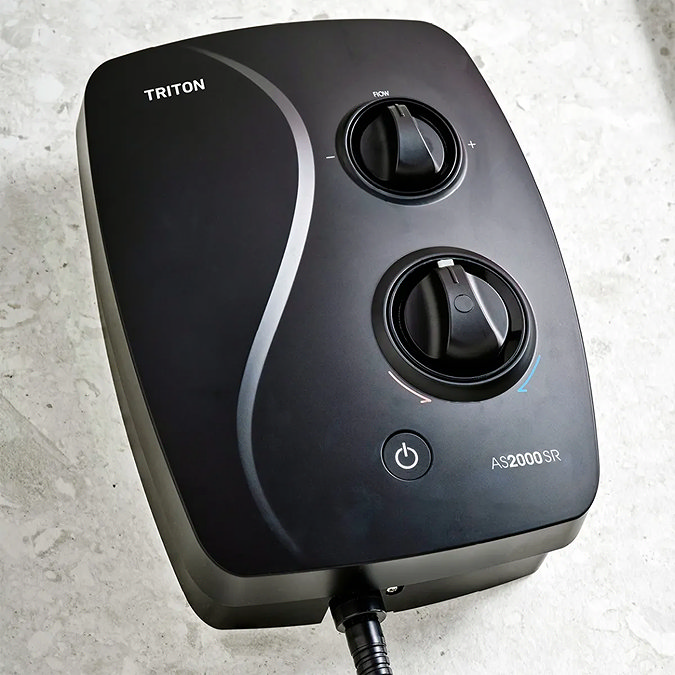 Triton DuElec Silent Running Thermostatic Power Shower - Black