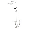 Triton DuoSwitch dual-outlet rigid riser shower kit in chrome shown against a white background, including rainfall head, handheld shower, and diverter.
