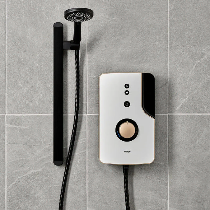 Triton ENlight Thermostatic 9.5kw Taupe Electric Shower with Back to Wall Kit