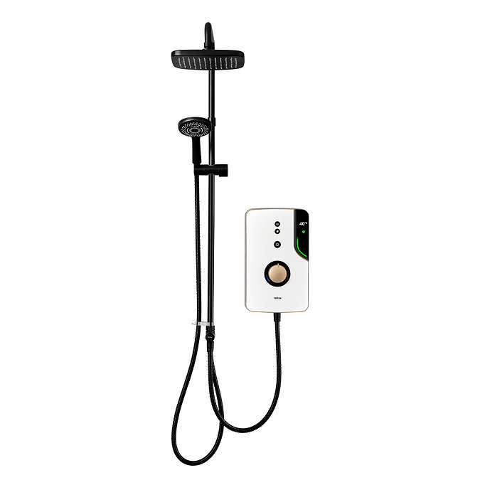 Triton ENlight DuElec 9.5kW Thermostatic Electric Shower - Black & Brass