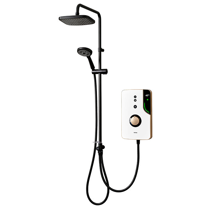 Triton ENlight DuElec 9.5kW Thermostatic Electric Shower - Black & Brass