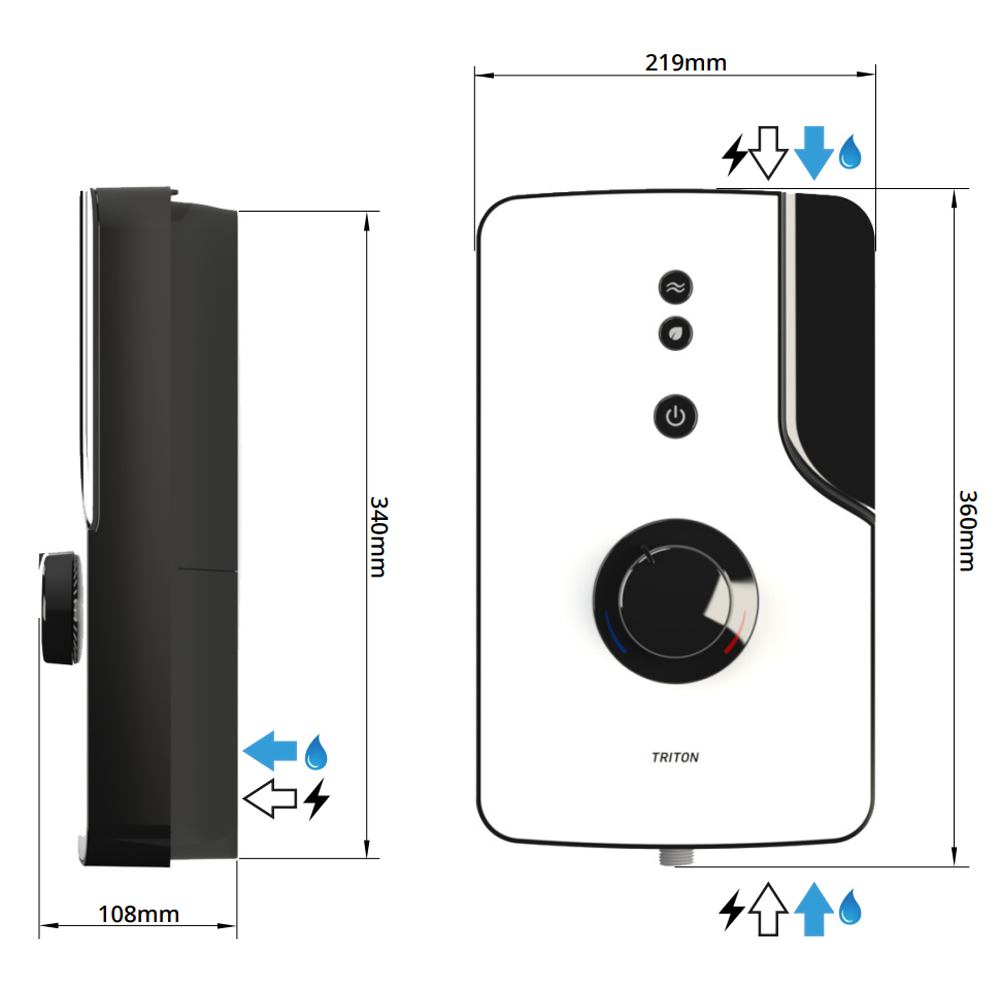 Triton ENlight DuElec 9.5kW Thermostatic Electric Shower - Black & Grey