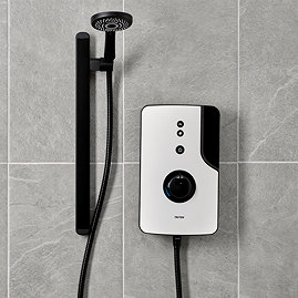 Triton ENlight Thermostatic 9.5kw White Electric Shower with Back to Wall Kit
