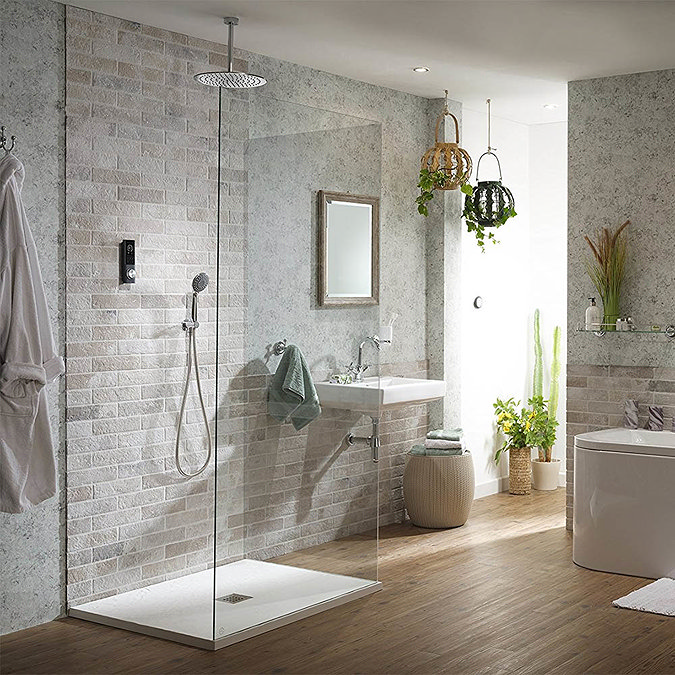 Triton HOME Digital Mixer Shower All-in-One with Round Fixed Head & Slider Rail Kit (High Pressure)
