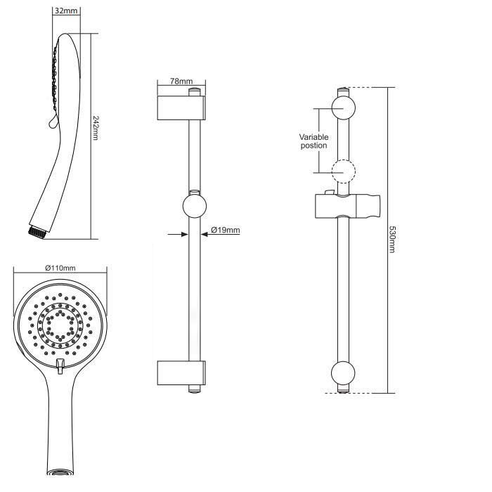 Triton Lewis-8000 Series Fast-Fit Shower Kit - White & Chrome