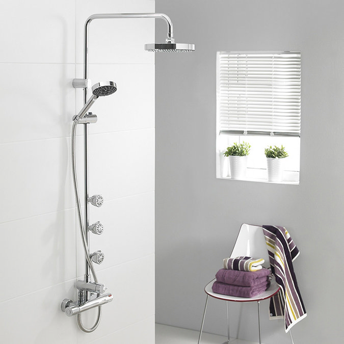 Triton Nene Thermostatic Bar Shower Mixer with Diverter & Body Jets - UNNETHBMDIV  additional Large Image