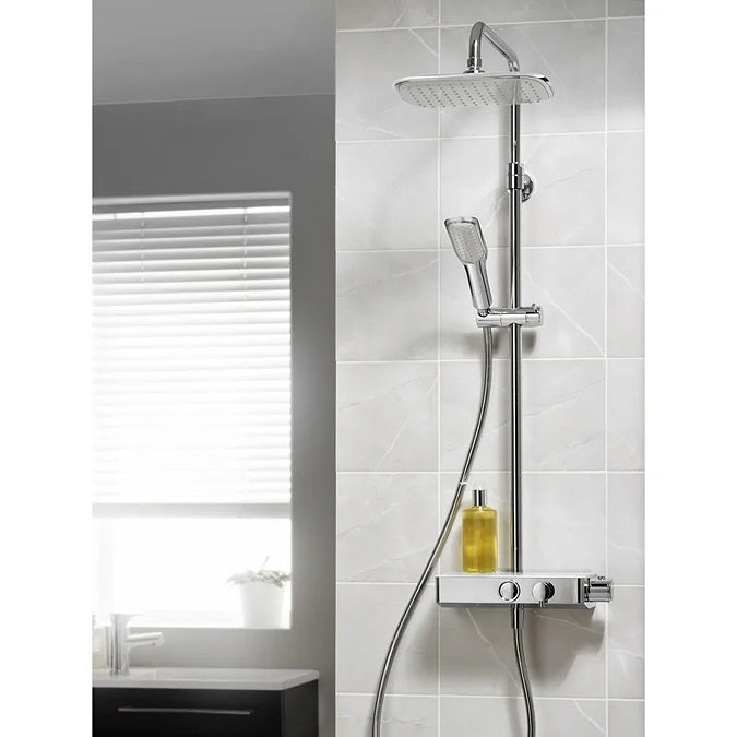 Triton Push Button Thermostatic Shower Mixer - Chrome - SFXPBDIVCHR  In Bathroom Large Image