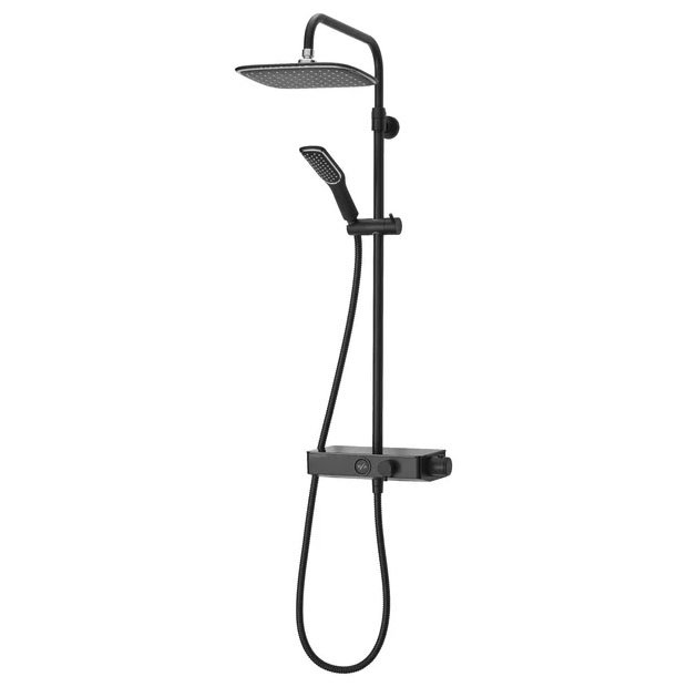 Triton Push Button Thermostatic Shower Mixer - Matte Black - SFXPBDIVBLK Large Image