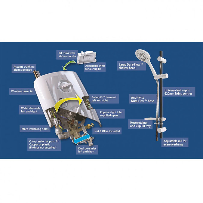 Triton T80 Pro-Fit 9.5kW Electric Shower - SP8009PF Profile Large Image